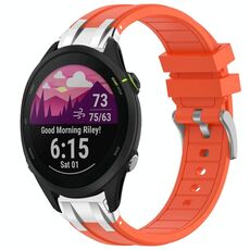 Per Garmin Forerunner 255 Music 22mm Quick Release Silver Buckle Royal Silicone Watch Band (Arancione)