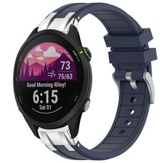 Per Garmin Forerunner 255 Music 22mm Quick Release Silver Buckle Royal Silicone Watch Band (blu navy)