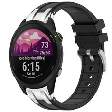 Per Garmin Forerunner 255 Music 22mm Quick Release Silver Buckle Royal Silicone Watch Band (Nero)