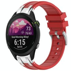 Per Garmin Forerunner 255 Music 22mm Quick Release Silver Buckle Royal Silicone Watch Band (Rosso)