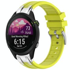 Per Garmin Forerunner 255 Music 22mm Quick Release Silver Buckle Royal Silicone Watch Band (Vital Yellow)