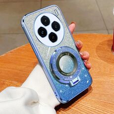 Per vivo X100s Custodia per telefono in TPU con supporto rotondo glitterato sfumato placcato (blu Sierra)