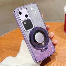 Per vivo S18 placcato gradiente glitter rotondo supporto TPU custodia per telefono (viola)