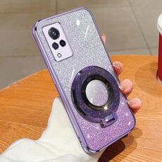Per vivo S9 placcato gradiente glitter rotondo supporto TPU custodia per telefono (viola)