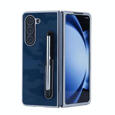 Per Samsung Galaxy Z Fold6 5G PC Hybrid PU Stand Custodia pieghevole per telefono con penna touch (blu)