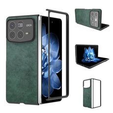 Per Xiaomi Mix Fold 4 Custodia per telefono PU con texture Lichi a due colori (verde)