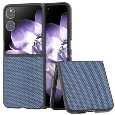 Per Xiaomi Mix Flip Custodia per telefono in PU con struttura in fibra di carbonio e cornice nera (blu cielo)