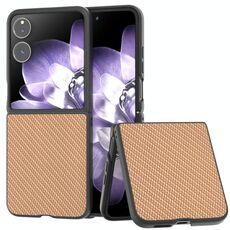 Per Xiaomi Mix Flip Custodia per telefono in PU con struttura in fibra di carbonio e cornice nera (oro)