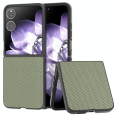 Per Xiaomi Mix Flip Custodia per telefono in PU con struttura in fibra di carbonio e cornice nera (verde)