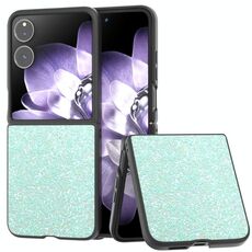 Per Xiaomi Mix Flip Custodia per telefono con glitter colorati con cornice nera (verde chiaro)