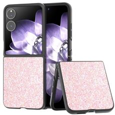 Per Xiaomi Mix Flip Custodia per telefono con glitter colorati con cornice nera (rosa)