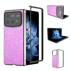 Per Xiaomi Mix Fold 4 Custodia per telefono con glitter colorati con cornice nera (rosa scuro)