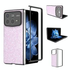 Per Xiaomi Mix Fold 4 Custodia per telefono con glitter colorati con cornice nera (glitter rosa)