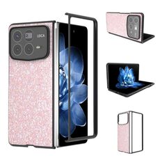 Per Xiaomi Mix Fold 4 Custodia per telefono con glitter colorati con cornice nera (rosa)