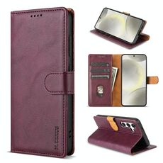 Per Samsung Galaxy A55 N.BEKUS CSJ-P1 Custodia in pelle tinta unita (rosso vino)