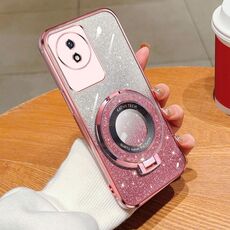 Per vivo Y02 / Y11 2023 Custodia per telefono in TPU con supporto rotondo glitterato sfumato placcato (rosa)