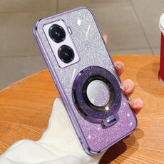 Per vivo Y77 5G Custodia per telefono in TPU con supporto rotondo glitterato sfumato placcato (viola)