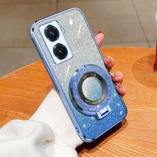 Per vivo Y77 5G Custodia per telefono in TPU con supporto rotondo glitterato sfumato placcato (blu Sierra)