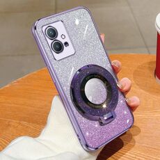 Per vivo Y33s 5G / Y75 Custodia per telefono in TPU con supporto rotondo glitterato sfumato placcato (viola)