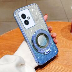 Custodia per telefono in TPU con supporto rotondo glitterato sfumato placcato per Honor 100 (blu Sierra)