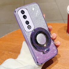 Per Honor 90 Pro placcato gradiente glitter rotondo supporto TPU custodia per telefono (viola)