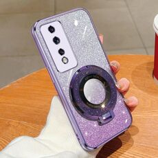 Per Honor 80 GT placcato sfumato glitter rotondo supporto TPU custodia per telefono (viola)