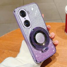 Per Honor 60 Pro placcato gradiente glitter rotondo supporto TPU custodia per telefono (viola)
