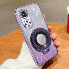Per Honor 50 Pro placcato Gradient Glitter Round Holder TPU Custodia per telefono (viola)