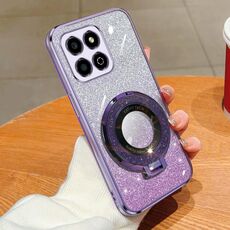 Per Honor X8 5G / Play 30M placcato gradiente glitter rotondo supporto TPU custodia per telefono (viola)