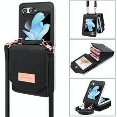 Per Samsung Galaxy Z Flip5 VIETAO Custodia per telefono in PU con stile organo portatile (nero)