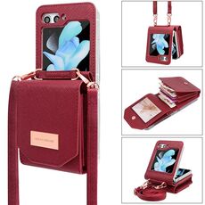 Per Samsung Galaxy Z Flip5 VIETAO Custodia per telefono in PU con stile organo portatile (rosso)