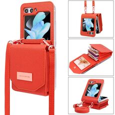 Per Samsung Galaxy Z Flip5 VIETAO Custodia per telefono in PU con stile organo portatile (arancione)