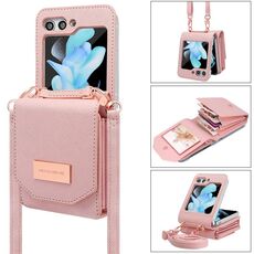 Per Samsung Galaxy Z Flip5 VIETAO Custodia per telefono in PU con stile organo portatile (rosa)