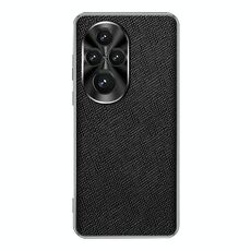 Per Honor 200 Pro Custodia per telefono in pelle PU con trama incrociata argento bordo argento (nera)