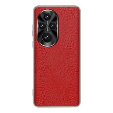 Custodia per telefono in pelle PU con trama incrociata e bordo argentato per Honor 200 Pro (rosso)