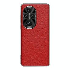 Custodia per telefono in pelle PU per Honor 200 con bordo argento e trama incrociata (rossa)