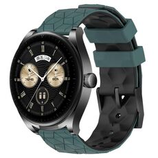 Per Huawei Watch Buds Cinturino per orologio in silicone bicolore da 22 mm con motivo a calcio (verde oliva + nero)