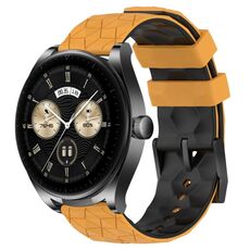 Per Huawei Watch Buds 22mm Modello di calcio Cinturino in silicone bicolore (giallo + nero)