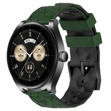 Per Huawei Watch Buds Cinturino per orologio in silicone bicolore da 22 mm con motivo a calcio (verde militare + nero)