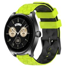 Per Huawei Watch Buds Cinturino per orologio in silicone bicolore da 22 mm con motivo a calcio (verde lime + nero)