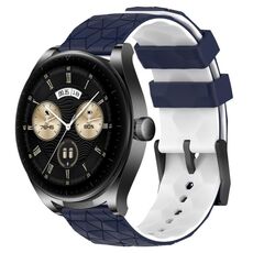 Per Huawei Watch Buds 22mm Modello di calcio Cinturino in silicone bicolore (blu notte + bianco)