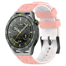 Per Huawei Watch GT 3 SE 22mm Cinturino in silicone bicolore con motivo a calcio (rosa + bianco)