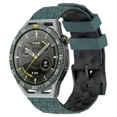 Per Huawei Watch GT 3 SE 22mm Cinturino in silicone bicolore con motivo a calcio (verde oliva + nero)
