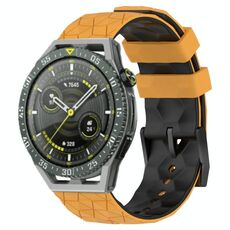 Per Huawei Watch GT 3 SE 22mm Cinturino in silicone bicolore con motivo a calcio (giallo + nero)