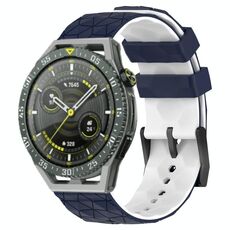 Per Huawei Watch GT 3 SE 22mm Cinturino in silicone bicolore con motivo a calcio (blu notte + bianco)