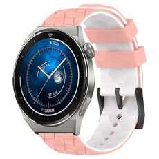 Per Huawei Watch GT3 Pro 46mm 22mm Cinturino in silicone bicolore con motivo a calcio (rosa + bianco)