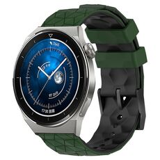 Per Huawei Watch GT3 Pro 46mm 22mm Cinturino in silicone bicolore con motivo a calcio (verde militare + nero)
