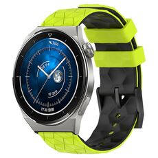 Per Huawei Watch GT3 Pro 46mm 22mm Modello di calcio Cinturino in silicone bicolore (verde lime + nero)