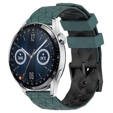 Per Huawei Watch GT3 46mm 22mm Cinturino in silicone bicolore con motivo a calcio (verde oliva + nero)