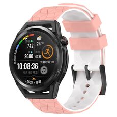 Per Huawei Watch GT Runner 22mm Cinturino in silicone bicolore con motivo a calcio (rosa + bianco)